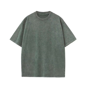 T-shirt personnalisé à la mode, effet délavé, pour homme, en jersey polyester/coton, col rond, été, haute qualité - Product Image 3