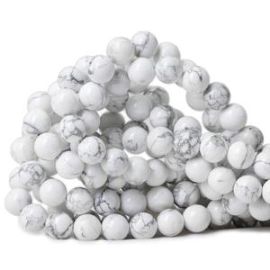 Perles en vrac rondes de pierres précieuses de howlite blanche naturelle de haute qualité pour la fabrication de bijoux Bracelet collier 15.5 "brin en gros - Product Image 6