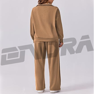 Chándal Camel con media cremallera para mujer, diseño cómodo y ajustado, perfecto para el gimnasio, viajes, ropa de calle, estilo clásico para todo el día. - Product Image 2