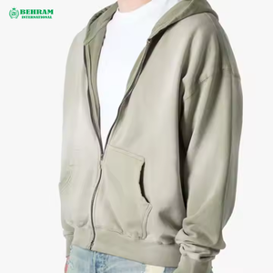 Custom Heavyweight <b>Polyester</b>/Cotton Full Sleeve Front Zipper <b>Hoodie</b> Unisex 400 GSM Fleece French Terry Breathable Quick Dry - Product Image 2