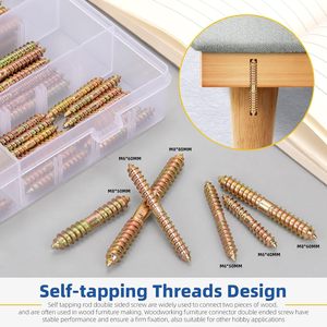 Tornillo de madera roscado de doble cabeza de acero al carbono galvanizado OEM ODM, pernos para muebles, tornillo de pasador de doble extremo - Product Image 3