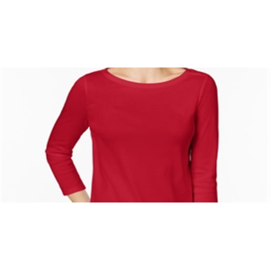 Maglia da donna Charter Club X-Small in cotone Pima con scollo a barca e bottoni sulle spalle, colore rosso. - Product Image 2
