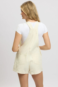 Mono largo de mezclilla de corte recto sin mangas con escote y bolsillos cuadrados en la parte delantera, estilo overol blanco. - Product Image 5