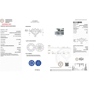 Diamante de 2.07 Quilates, Corte Redondo, Cultivado en Laboratorio, Color D, Excelente Pulido, Claridad VVS1, Certificado IGI, para Compromiso - Product Image 2