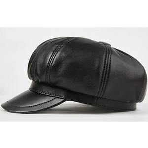 Women's Autumn New Fashion Simple <b>Newsboy</b> Caps Sheepskin Leather <b>Hat</b> for Young Casual Scene - Product Image 5