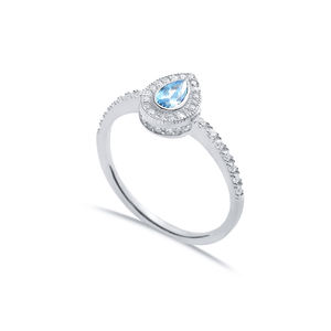 Aquamarine CZ Stone Rectangle Shape Cluster Ring Turkish <b>Handcrafted</b> Wholesale 925 Sterling Silver <b>Jewelry</b> - Product Image 1