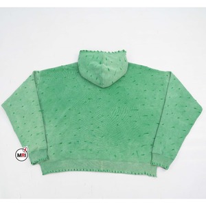 Sudadera con capucha y cremallera personalizada, de algodón 100% de alto gramaje, para invierno, oversize, con lavado ácido y efecto desgastado, estampada, unisex, tallas grandes, corte holgado y hombros caídos - Product Image 6