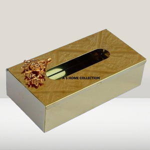 Boîte à mouchoirs en acier inoxydable avec accent floral moderne et élégant, accessoire décoratif de qualité supérieure pour les hôtels, les mariages et les fêtes - Product Image 1