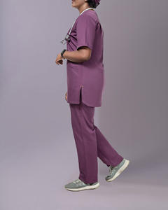 Uniforme médical personnalisé avec logo, tissu extensible d'été, manches courtes unisexes, facile d'entretien, anti-rides, pour médecins, infirmières, hôpitaux - Product Image 4