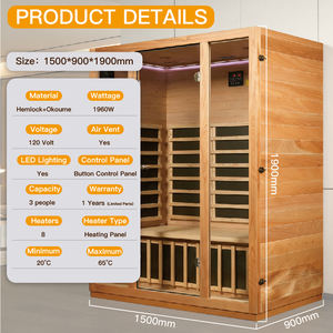 Sauna infrarouge individuel moderne à faible EMF pour 1 à 2 personnes, en bois de pruche, écologique, vente chaude OEM, directement de l'usine - Product Image 2