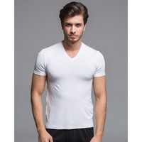 T-shirt Homme Col Rond Manches Courtes en Flanelle Écologique Thermique Coupe Slim 180g Uni Teint en Fil Respirant Ultra-léger