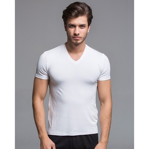 Ultralight Breathable Bamboo Fiber Breathable Short Sleeve Flexible Men's V Neck T-Shirt Underwear - Product Image 2