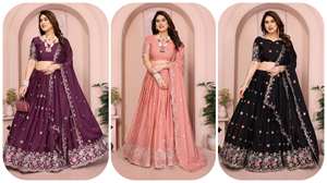Nuevo diseñador Star Georgette Lehenga Choli con Dupatta Set Trabajo de bordado de estilo moderno para fiesta - Product Image 6