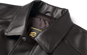 Chaqueta Bomber de Cuero de Lujo, Cuero Genuino, Estilo Americano con Hombros Anchos para Hombre - Product Image 5