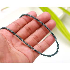 Collier de 16 pouces non taillé, diamant bleu de 2-3 mm, en argent sterling 925 plaqué or, style religieux vintage et tendance, chaîne de type brin - Product Image 2