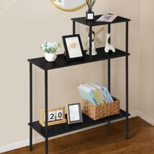 Table console luxueuse en métal noir avec dessus en verre trempé pour la décoration de la maison élégante et les meubles d'entrée élégants - Product Image 6