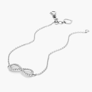925 Sterling Silver Infinity Bracelet for Women White Gold Plated CZ Diamond Adjustable Chain Bracelet Luxury Jewelry Gift - Product Image 2