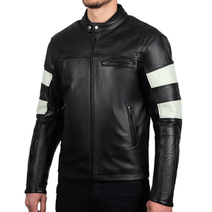 Men's Adrenaline Black Premium Leather Motorcycle Jacket Classy Waterproof Road Protected Motorbike Jacket For Men - Product Image 1