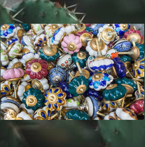 Artisan direct prix usine perles Art boutons en céramique de couleur mélangée tiroir armoire poignée tire pour armoire commode cuisine - Product Image 1