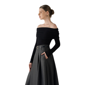 Camisa Jalia de Estilo Minimalista y Elegante para Mujer, de Moda, con Hombros Descubiertos, Tejido de Alta Calidad con Servicio ODM y Característica Transpirable - Product Image 6