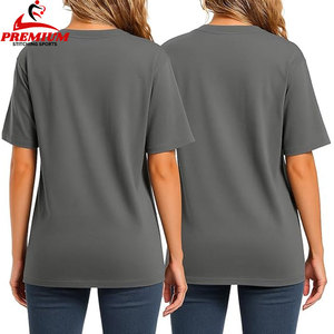 T-shirt surdimensionné à la mode T-shirt gris uni à épaules tombantes pour femme - Product Image 2