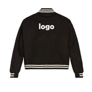 Vestes de baseball universitaire avec impression de logo personnalisé pour hommes veste Letterman à manches longues avec fermeture à glissière design uni vierge style américain - Product Image 2