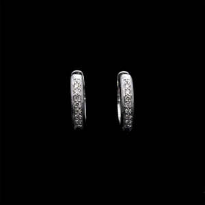 Elegant <b>14K</b> Yellow <b>Gold</b> Rhodium Plated <b>Hoop</b> <b>Earrings</b> Channel-Set Natural Brilliant Cut Diamonds Sleek Timeless Design for - Product Image 3