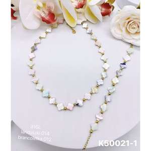 Vente en gros d'ensembles collier et bracelet en acier inoxydable 316L or 585 polonais bijoux fins ensembles de bijoux à la mode - Product Image 3