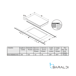 Table de cuisson à induction en céramique électrique de haute qualité DUO NERLOUCE avec double plaque de cuisson noire, fabriquée en Italie pour une utilisation domestique en cuisine - Product Image 3