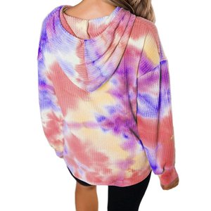 Tye Dye Faux Fur Fluffy Hoodie para niños Moda para hombres Bolsillo de canguro Venta al por mayor Estilo americano Hombro suelto Tie Dye Hoodie - Product Image 5