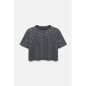 Camiseta Corta 100% Algodón con Bordado de Piedras, Transpirable, Estilo Urbano, Corte Regular, Disponible en Tallas XS, XXS y Talla Única - Product Image 6