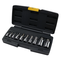 Jeu de douilles à embout Torx à impact en acier S2, 10 pièces, 1/4 ", 3/8 ", 1/2 ", avec boîtier OEM, garantie 3 ans, fabriqué à Taïwan, sans batterie