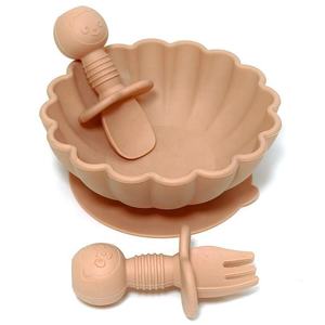 2025 nouveau sans BPA de qualité alimentaire 8 pièces conception mignonne motif solide ensemble d'alimentation en Silicone bébé tasse à boire avec bol à ventouse - Product Image 1