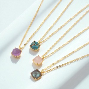 Juego de puntas de cuarzo ahumado con forma de cojín de plata de ley, colgante de cadena de 18 pulgadas, joyería - Product Image 6