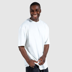 T-shirt personnalisé pour homme T-shirt personnalisé rapide 100% coton pour homme Anti-rides poids lourd surdimensionné épaules tombantes solide vierge court - Product Image 2