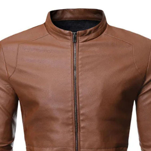 Coated Bomber Leather Jacket for Men Street Wear Front Logo - Product Image 1
