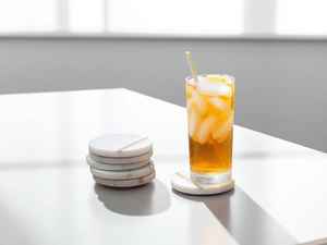 Posavasos Redondo de Mármol Blanco, Hecho a Mano, Piedra Natural, Decoración Elegante para Mesa, para Café, Té y Otras Bebidas - Product Image 2