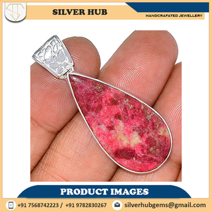 100% piedra preciosa de thulita Rosa Natural 925 colgante de plata esterlina joyería fina al por mayor proveedor indio fábrica directa OEM ODM - Product Image 2
