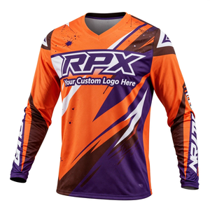 เสื้อเจอร์ซีย์มอเตอร์ครอส RPX แบบสั่งทำพิเศษ แขนยาว สำหรับผู้ชาย แห้งเร็ว สีส้มม่วง เสื้อแข่งรถ สำหรับทุกฤดูกาล - Product Image 1