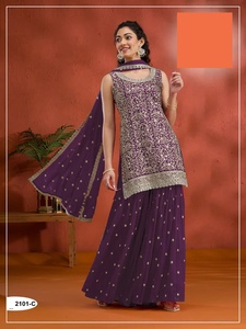 ชุดผ้าจอร์เจียแบบปักเลื่อมสำหรับเทศกาลผู้ผลิตแฟชั่นและผู้จำหน่ายจาก Surat - Product Image 2