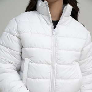 Chaqueta de Algodón con Cuello Alto para Mujer, Otoño-Invierno 2025-26, Estilo Informal y Sencillo, Manga Larga con Cierre de Cremallera, Estilo Combinable - Product Image 1