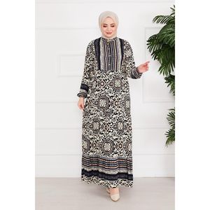 Hijab en Viscose à Motifs Médaillon Robe Modeste Couleur Noir - Product Image 2