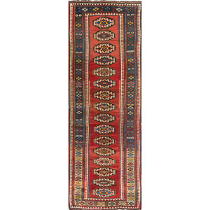 Alfombras Nuray Jaipur US Paem-89 Rojas y Naranjas, Alfombras de Lana Anudadas a Mano con Patrón Geométrico para Uso Doméstico - Product Image 1