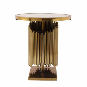 Meilleure vente de table d'appoint avec cadre en métal et dessus rond en marbre pour la maison et le salon à un prix abordable - Product Image 3