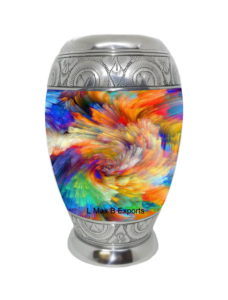 Unique <b>Rainbow</b> Color Adult Cremation Urns for Human Ashes Free Velvet <b>Bag</b> Indian Manufacturer Made of Metal - Product Image 2