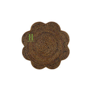 Wholesale HNH Craft Bohemian Eco-Friendly <b>Bamboo</b> Flower Scalloped Placemat Hand Woven Vietnam Origin for Table Decoration - Product Image 1