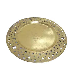 Assiette de service de luxe en métal, qualité supérieure, fabriquée à la main, pour l'utilisation du Ramadan, or avec une forme décorative fantaisie - Product Image 5