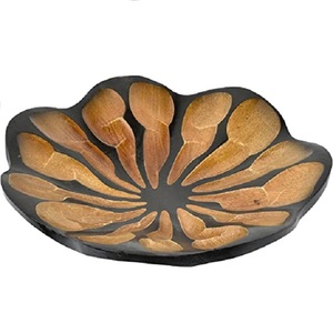 Bol de rangement pour fruits en bois de manguier avec fleur design vintage promotionnel bol décoratif pour table de pique-nique plat de service pour bonbons de mariage - Product Image 1