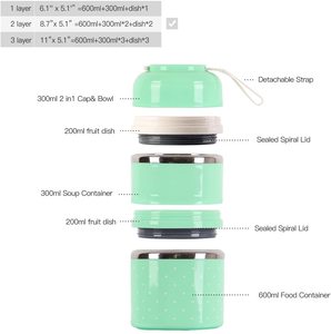 Chất Lượng Cao Nhiệt Hộp Ăn Trưa Bento Hộp Cho Thực Phẩm Lưu Trữ Cắm Trại Di Động Dã Ngoại 3 Hai Lớp Không Bị Rò Rỉ Thực Phẩm Container - Product Image 5