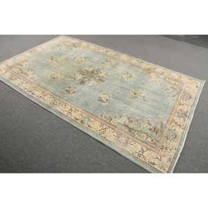 Alfombra Turca Vintage Grande de 5.4x8.7 pies, Alfombra Floral Azul Marrón - Product Image 2